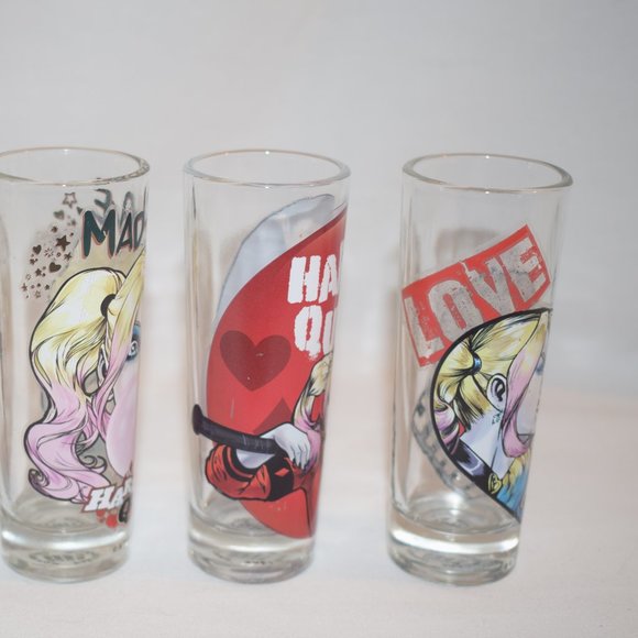 2019 Set of 4 Zak Designs Harley Quinn Tall Shot Glasses - Picture 4 of 10